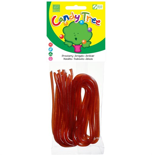 Snørebånd jordbær 75g Øko Glutenfri Candy Tree